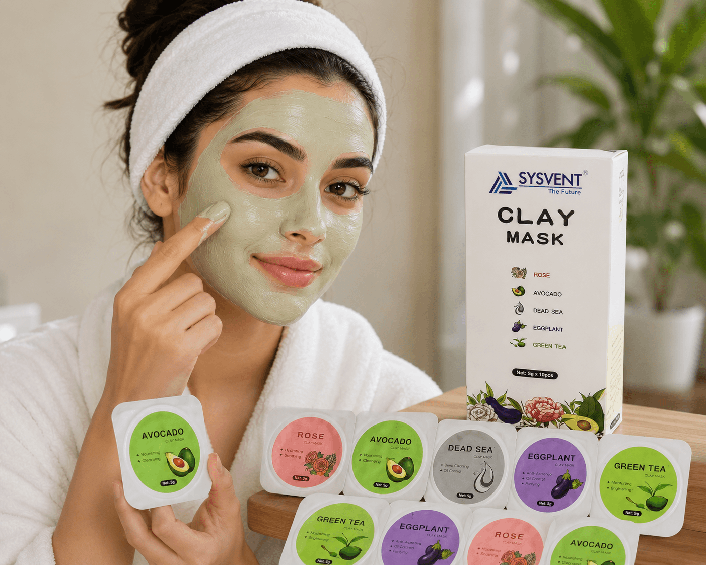 SYSVENT Clay Mask Combo Pack | Rose, Avocado, Dead Sea, Eggplant & Green Tea