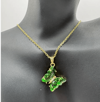 Green Butterfly Pendant Necklace for Women | Gold Plated Gift Jewellery