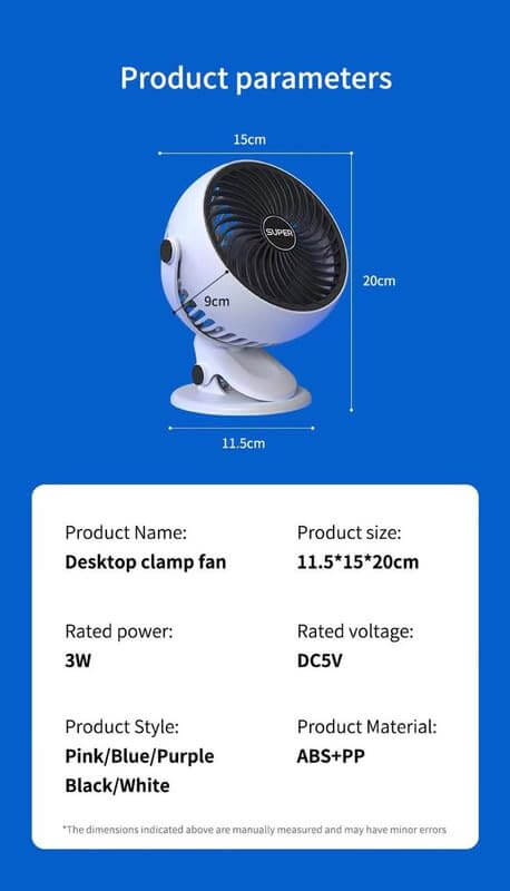 Table Fan – Versatile Portable Desk Fan with Auto Oscillation.