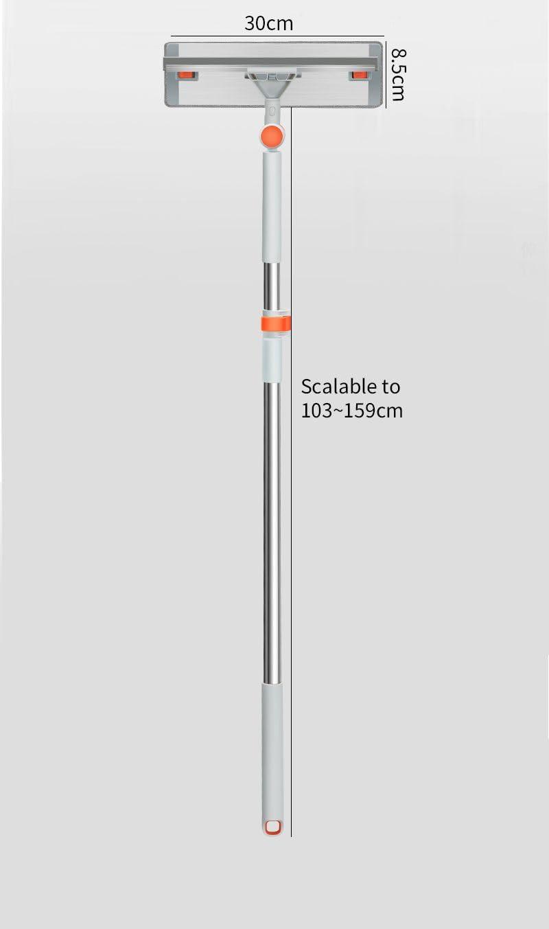 Flat Floor Cleaning Mop with 360° Rotating Head & Dual-Sided Microfiber Pad.