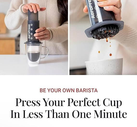 Filter coffee maker in use for brewing a rich cup of coffee quickly at home.