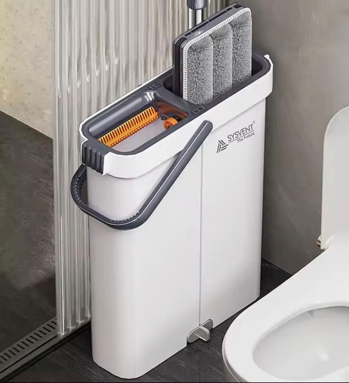 Flat Mop with Bucket 360° Spin Cleaning System 2 Microfiber Refills.