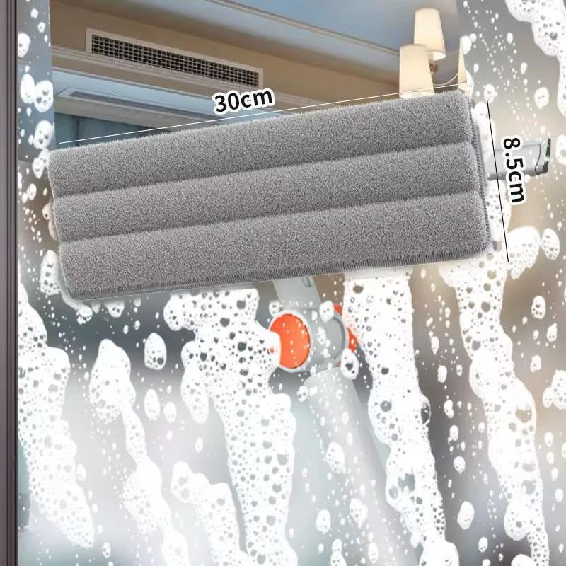 Flat Floor Cleaning Mop with 360° Rotating Head & Dual-Sided Microfiber Pad.