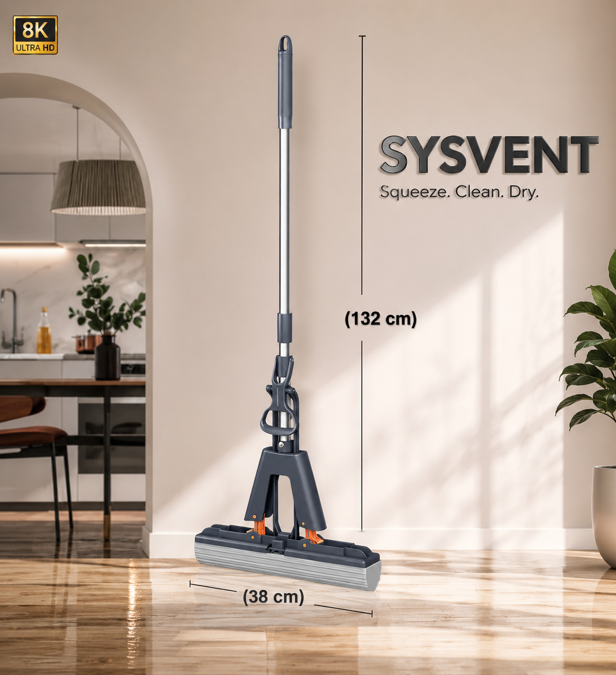 Floor Cleaning Mop with Extendable Stainless Steel Handle