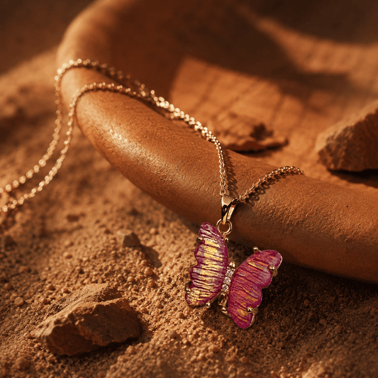 Pink Butterfly Gold Chain Necklace for female