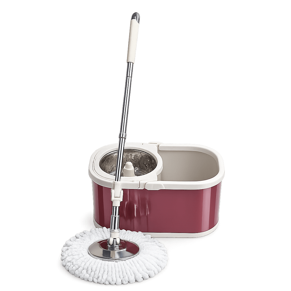 Cleaning Mop with Stainless Steel Handle 360° Spin Bucket Set