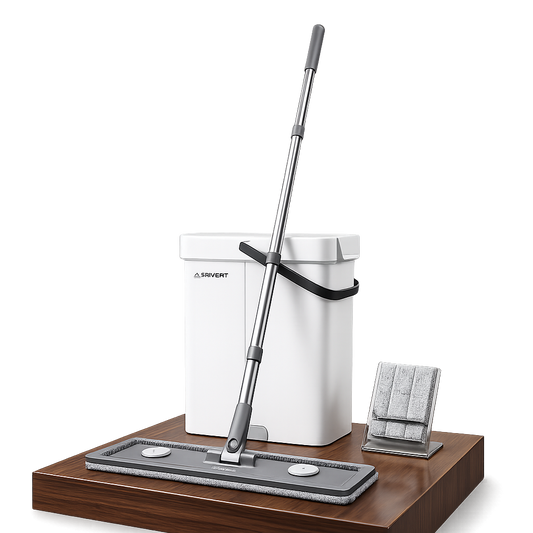 Flat Mop with Bucket 360° Spin Cleaning System 2 Microfiber Refills