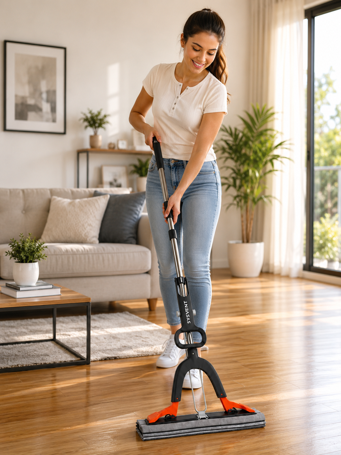 Floor Cleaning Mop with Extendable Stainless Steel Handle