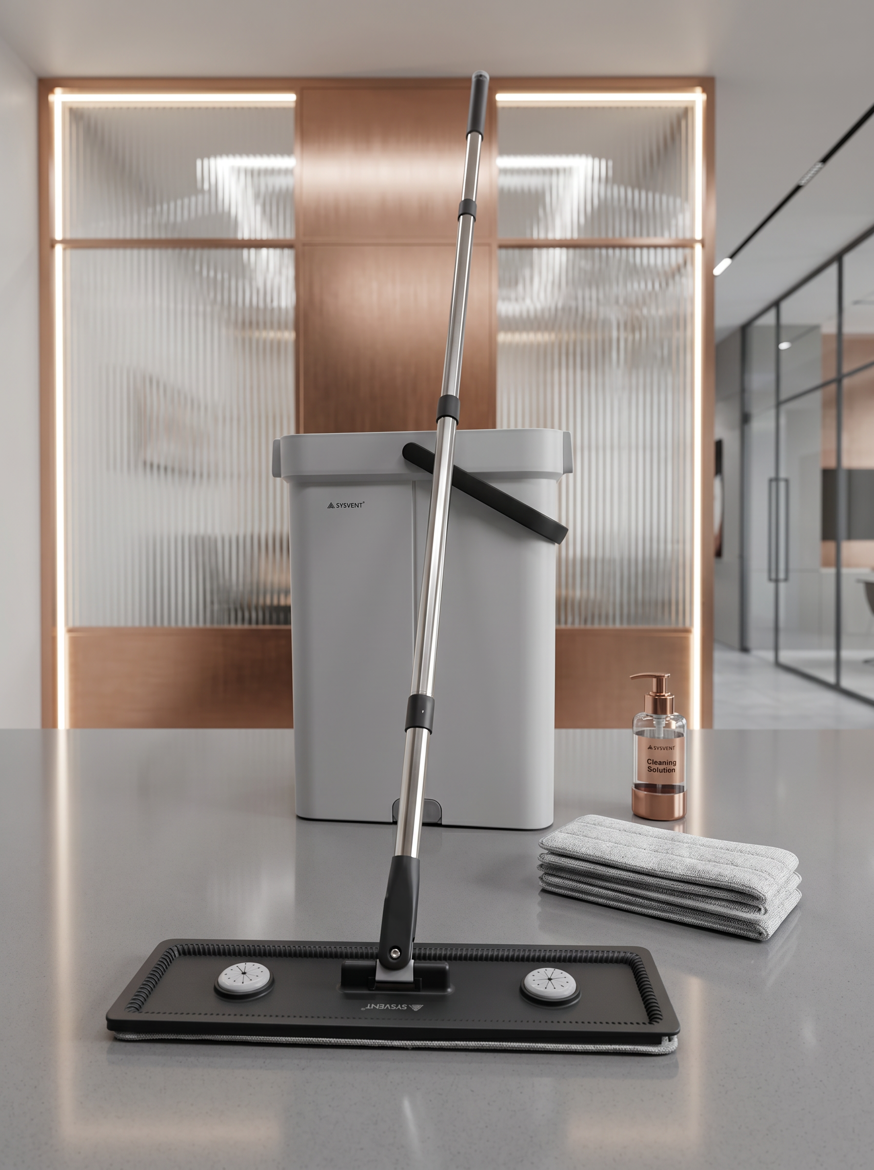 Flat Mop with Bucket 360° Spin Cleaning System 2 Microfiber Refills.