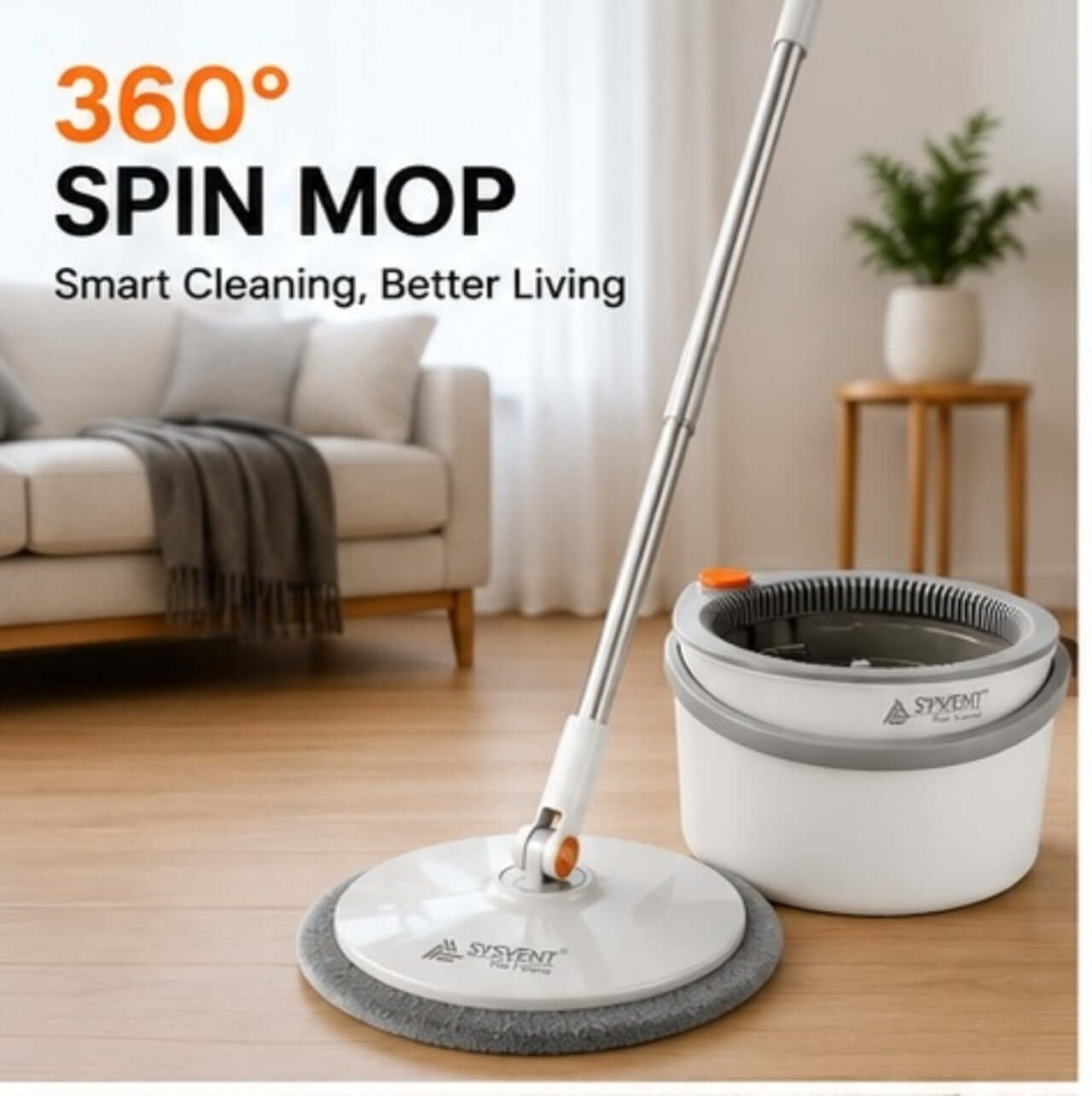 360° Spin Mop Bucket Set with Microfiber Head | Floor Cleaning Mop for Home | Self-Wringing Mop.