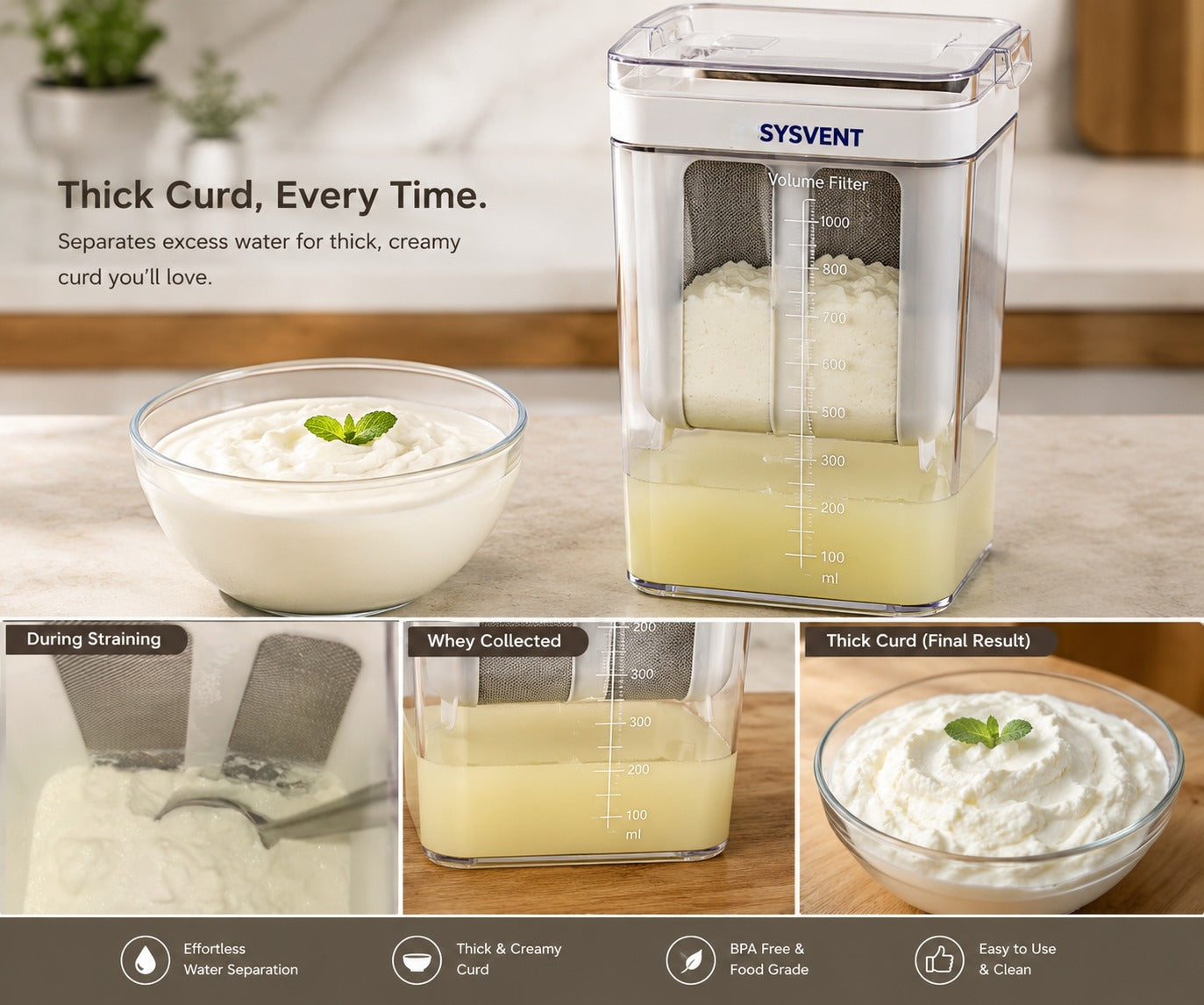 Curd Greek Yogurt & Hung Curd Maker ,Fine Mesh with Lid ,Hung Box