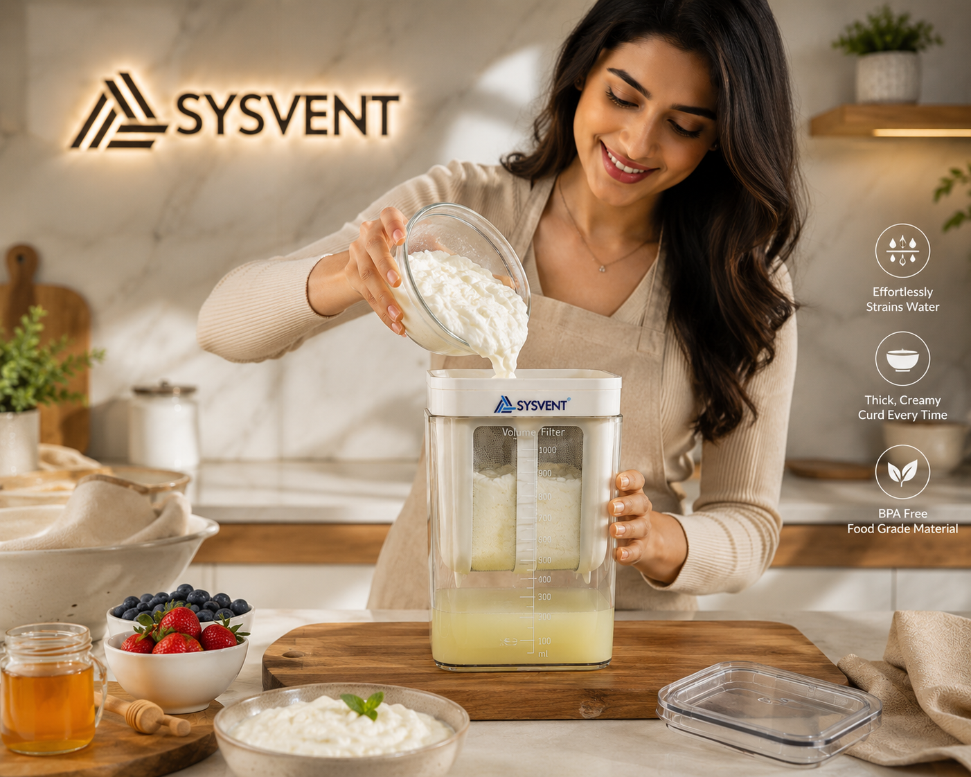 Curd Greek Yogurt & Hung Curd Maker ,Fine Mesh with Lid ,Hung Box